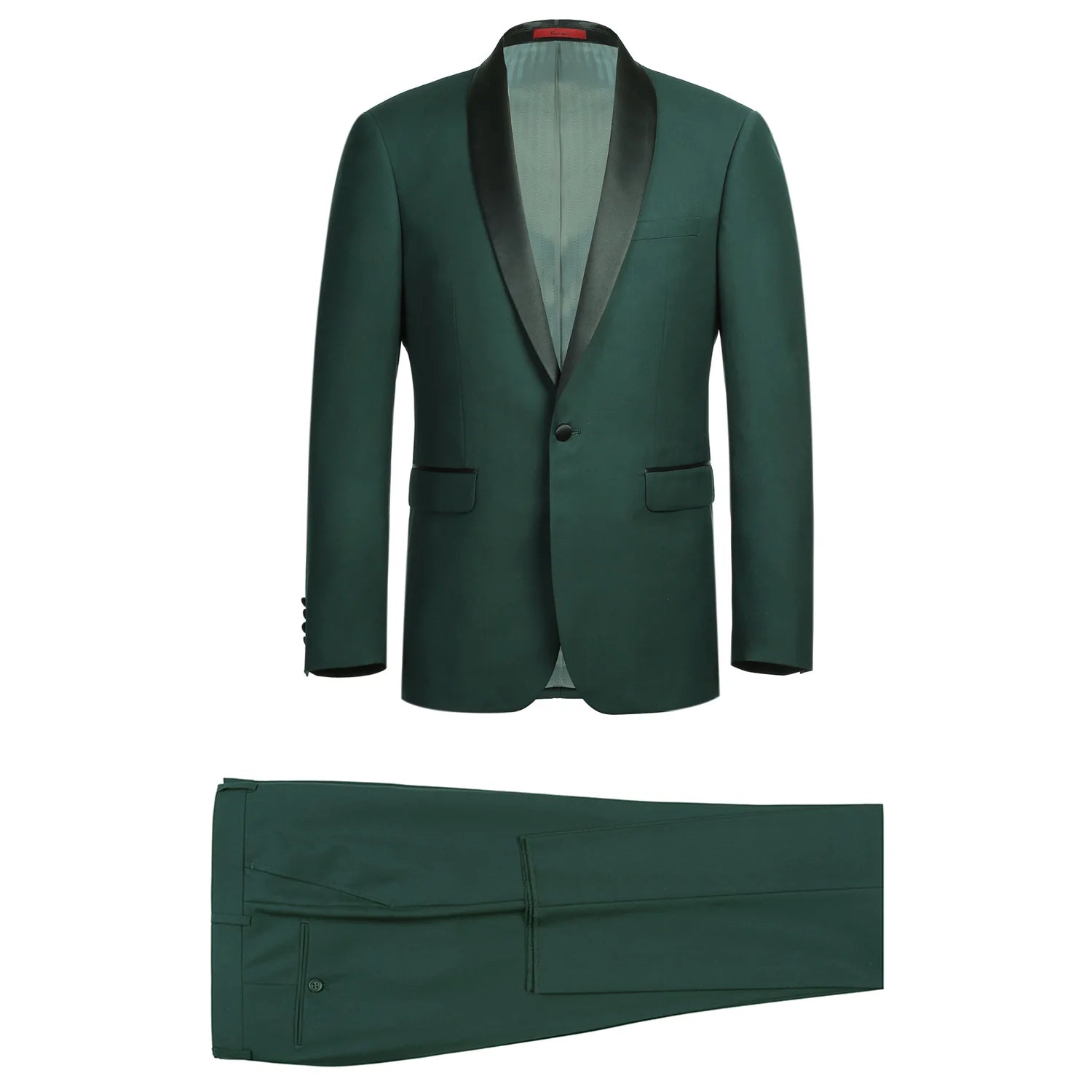 Men's Dark Green Slim Fit 2-Piece Shawl Lapel Tuxedo Suit