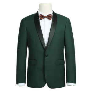Men's Slim Fit Dark Green 2-Piece Shawl Lapel Tuxedo Suit