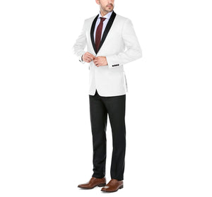 Men's Slim Fit 2-Piece Off-White Shawl Lapel Tuxedo Suit