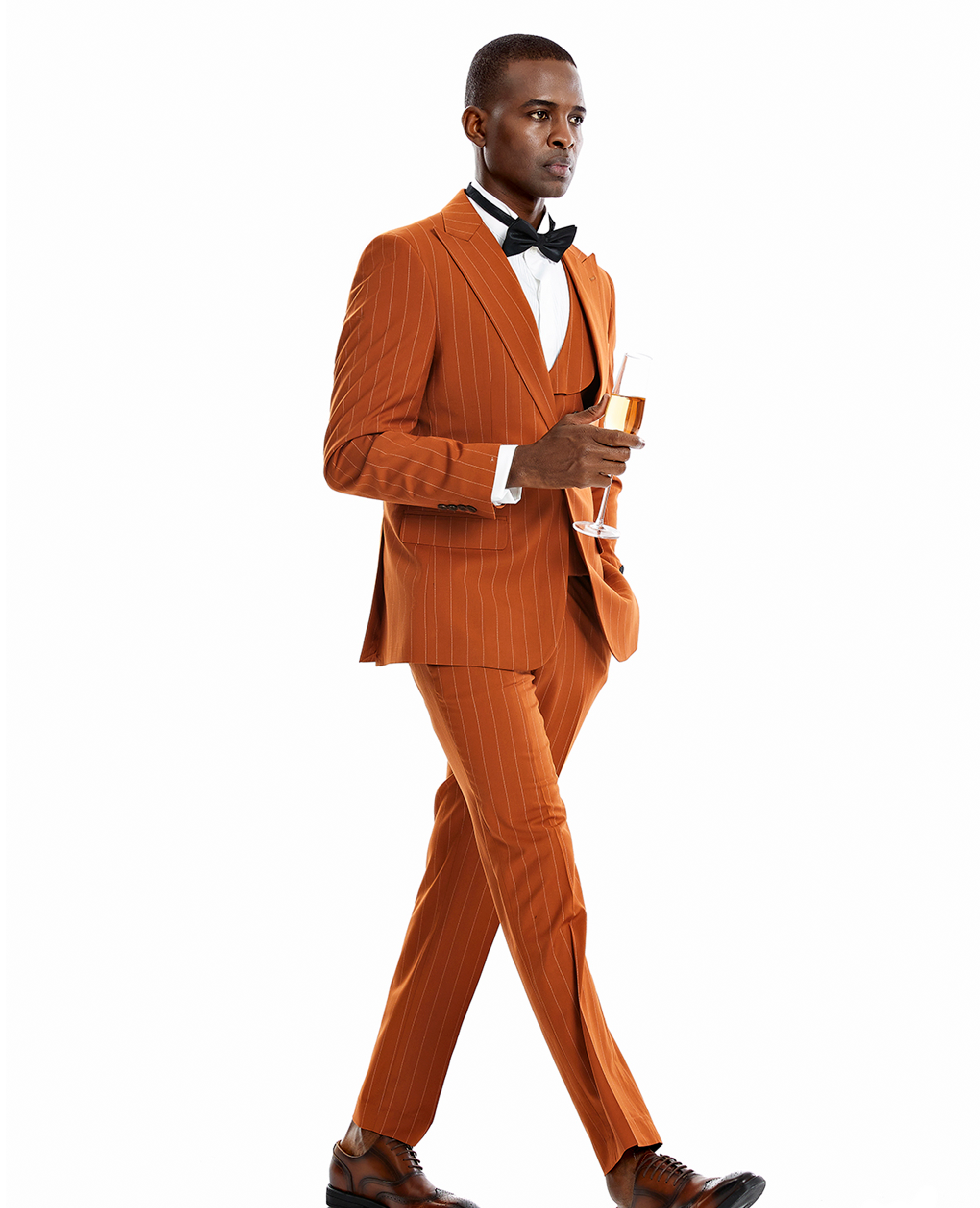 Men's Rust Skinny Fit Peak Lapel Suit