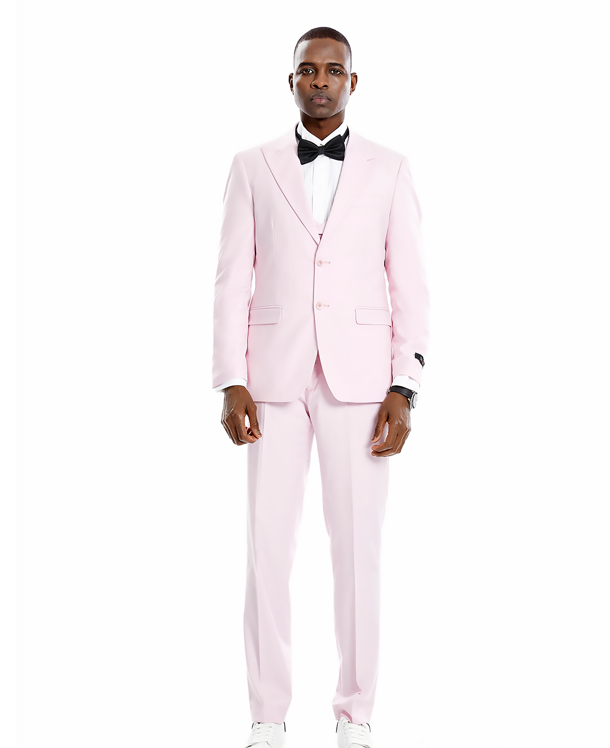 Men's Pink Solid Double Breasted Suit