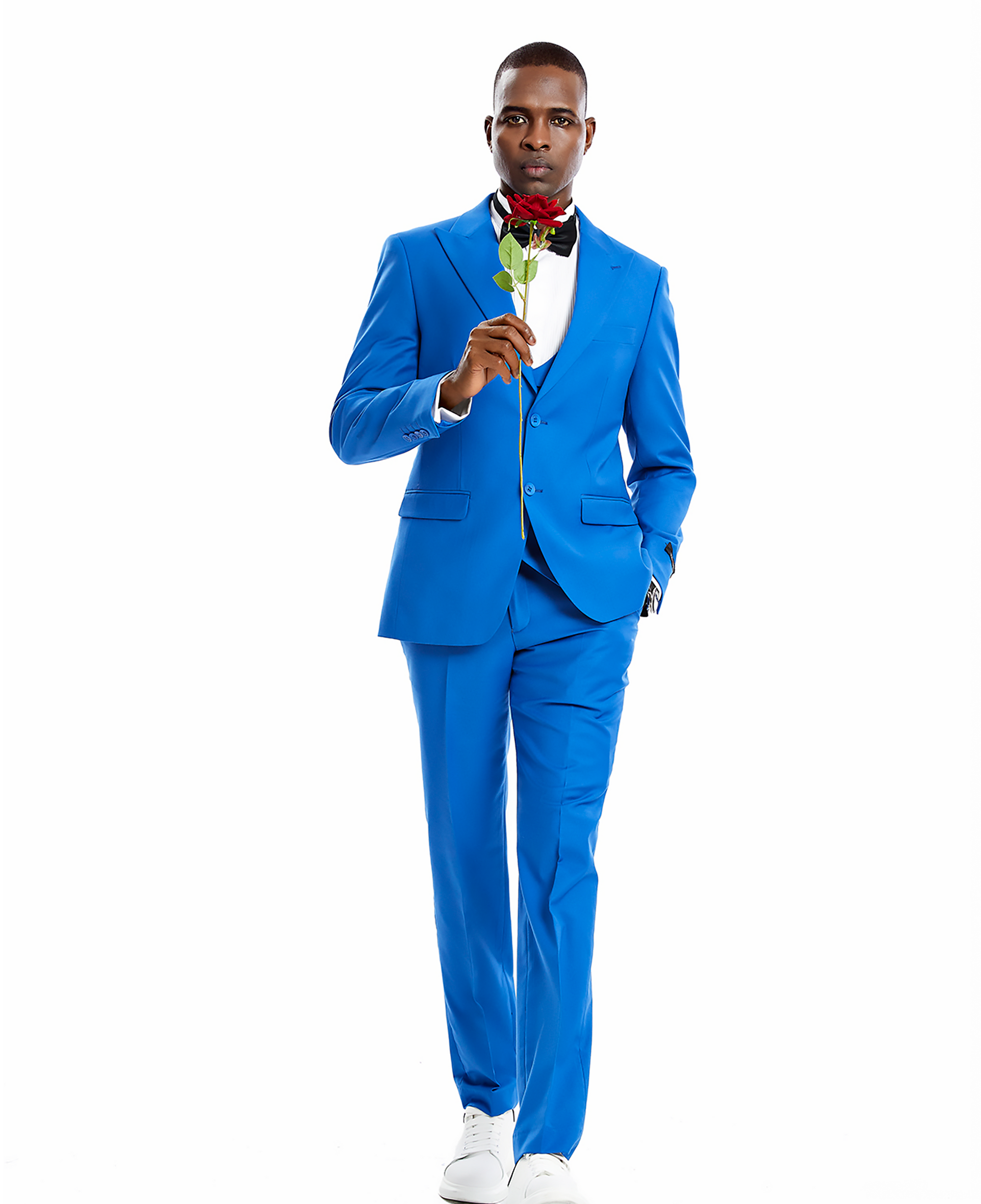 Men's Royal Blue Skinny Fit Solid Suit