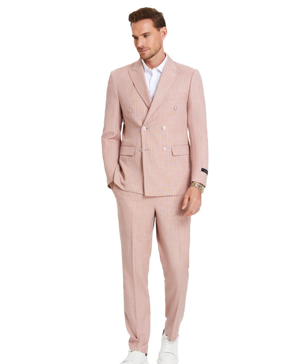 Men's Rose 2 PC Double Breasted Pin-Stripe Suit