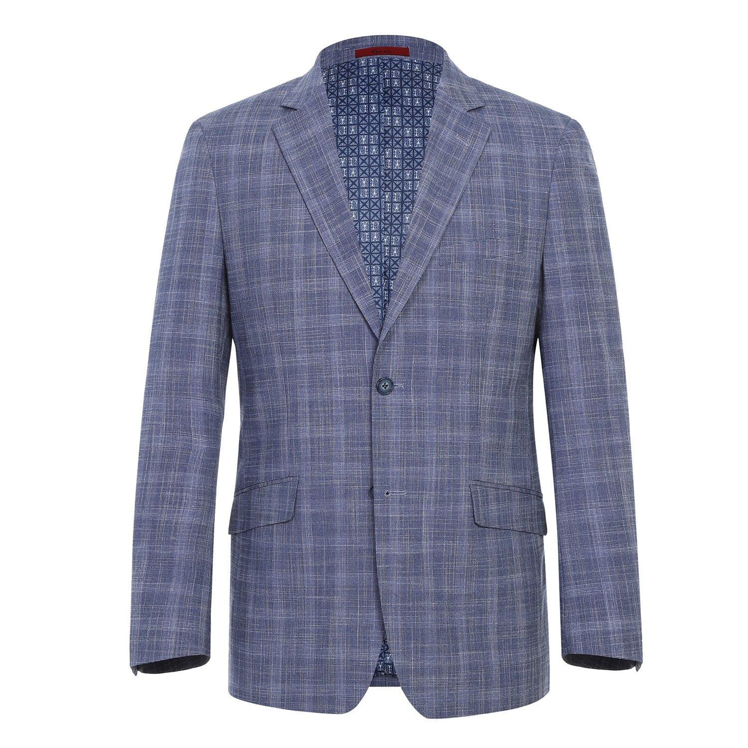Men's Blue Slim Fit Checked Suits