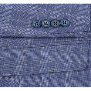 Men's Blue Slim Fit Checked Suits