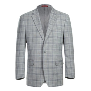Men's Gray Classic Fit Checked Suits