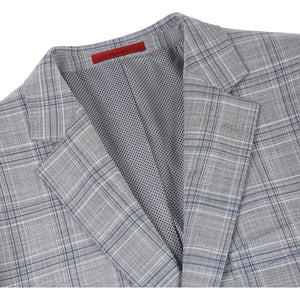 Men's Gray Classic Fit Checked Suits