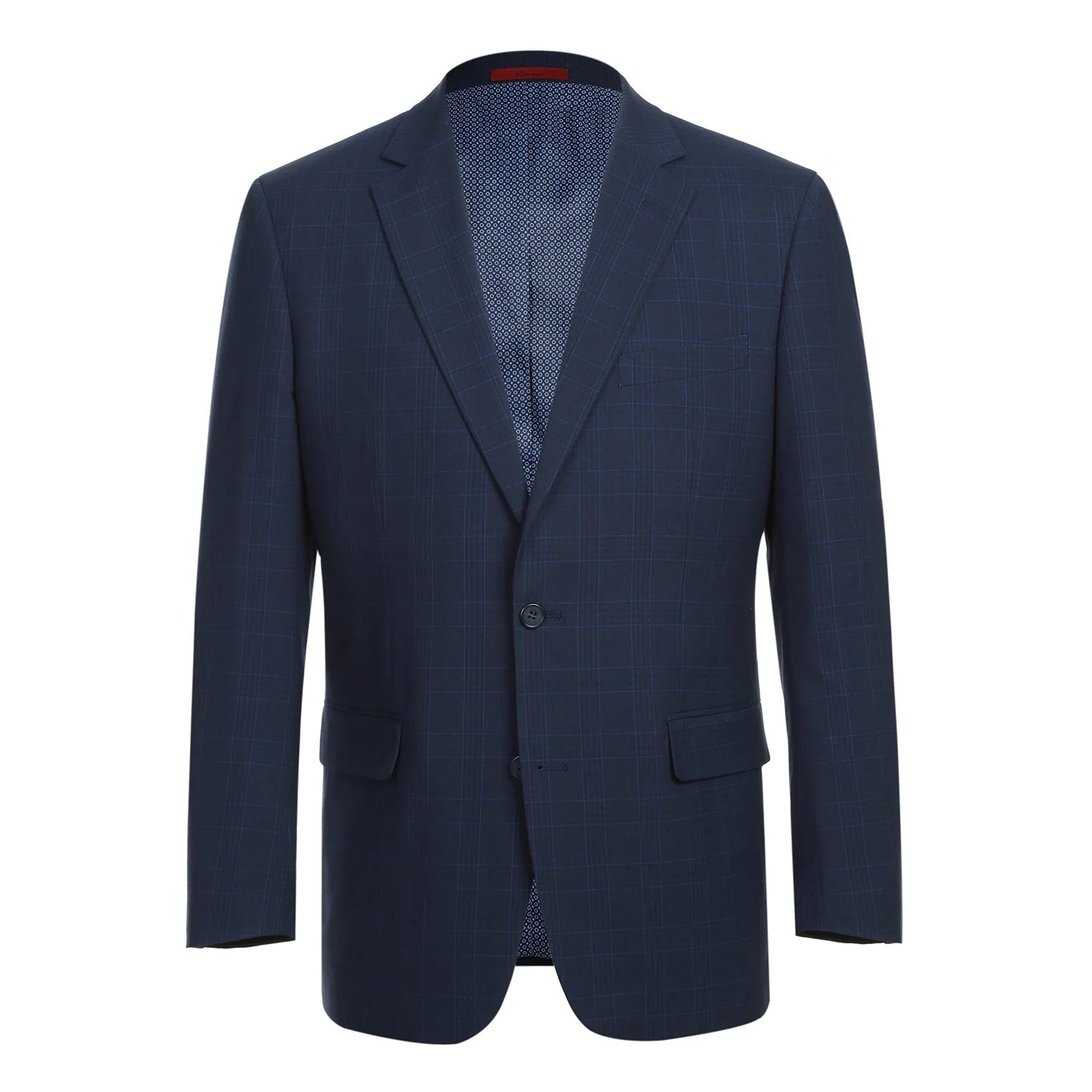 Men's Marine Blue Classic Fit Checked Suits