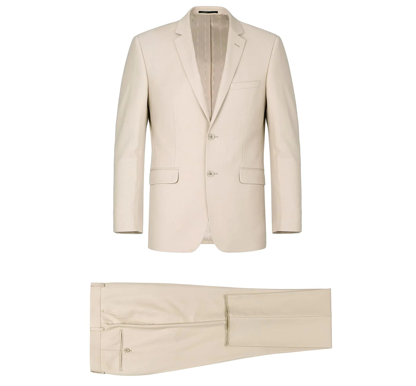 Men's Beige 2-Piece Single Breasted Notch Lapel Suit