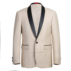 Men's Beige Slim Fit 2-Piece Shawl Lapel Tuxedo Suit