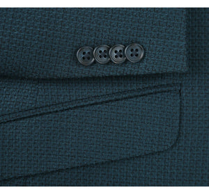 Men's Slim Fit Black Blue Wool Blend Sport Coat