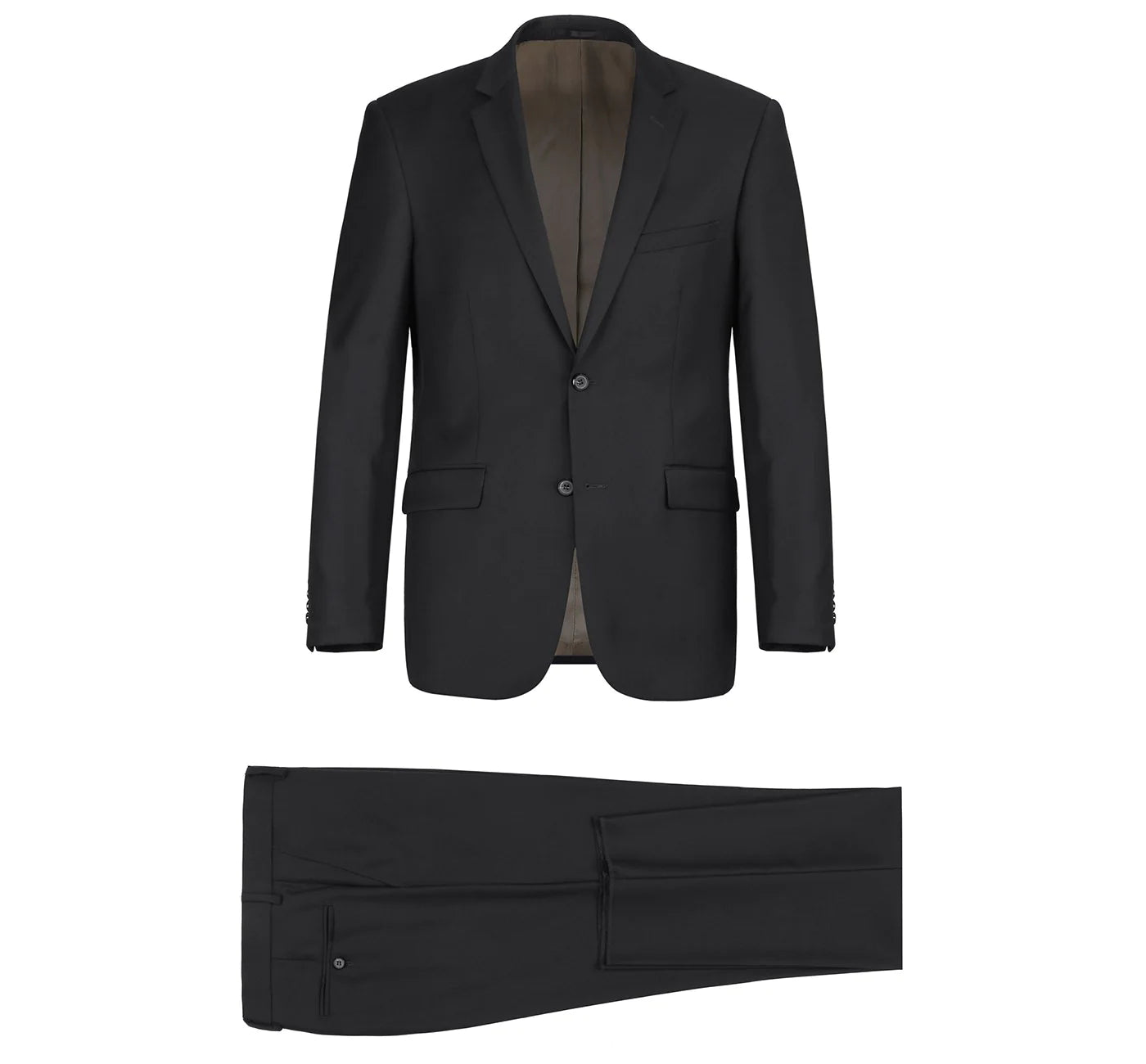 Men's Black 2-Piece Notch Lapel Wool Suit