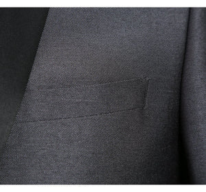 Men's Slim Black (Sharkskin) Fit 2-Piece Shawl Lapel Tuxedo Suit