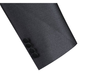 Men's Slim Black (Sharkskin) Fit 2-Piece Shawl Lapel Tuxedo Suit