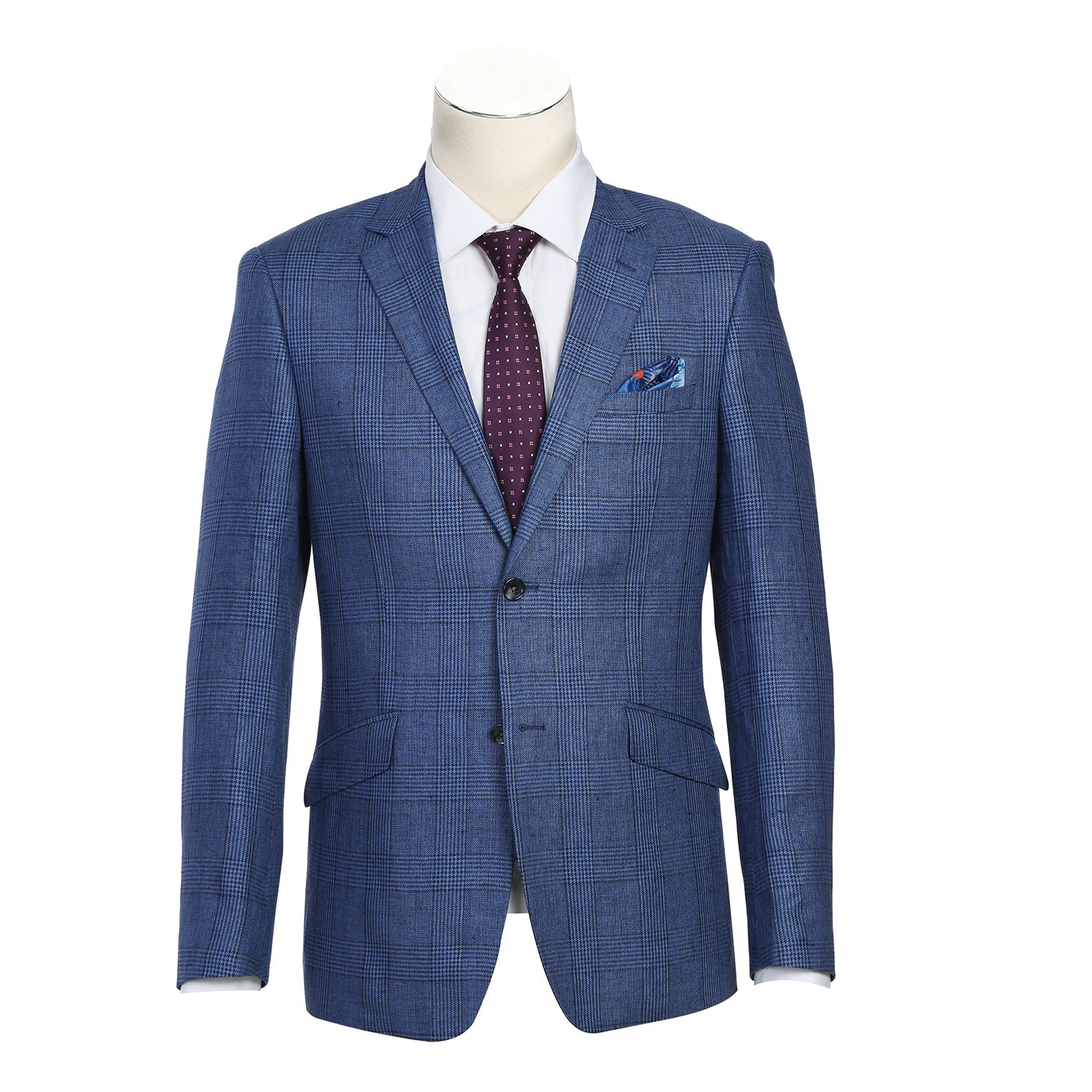 Men's Blue Slim Fit Blazer Summer Linen Sport Coat