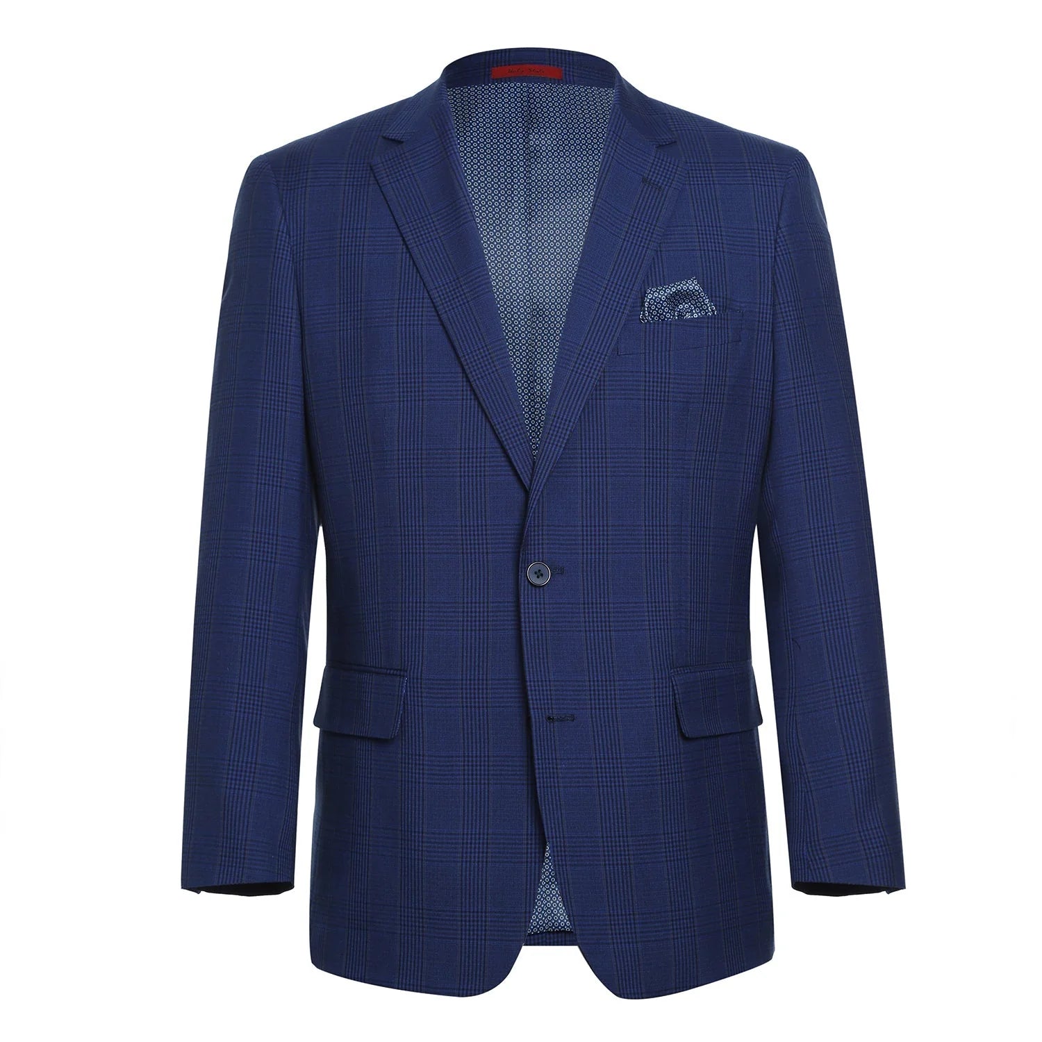 Men's Blue Classic Fit Windowpane Blazer