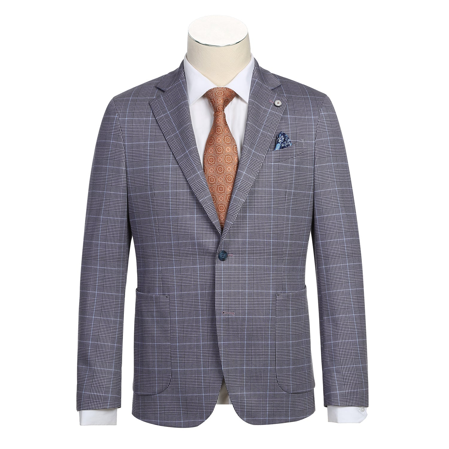 Men's Blue Gray Men's Half Canvas Blazer