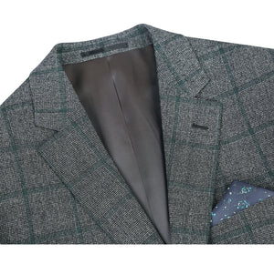 Men's Classic Fit Brown Plaid Blazer Wool Blend Sport Coat