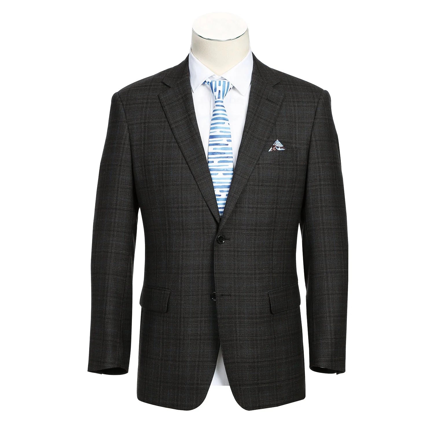 Men's Brown Wool Blend Checked Blazer