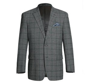 Men's Classic Fit Brown Plaid Blazer Wool Blend Sport Coat