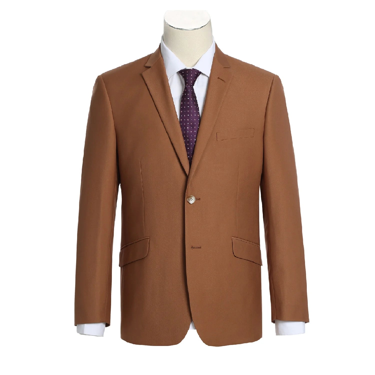 Men's Brown 2-Piece Single Breasted Notch Lapel Slim Suit