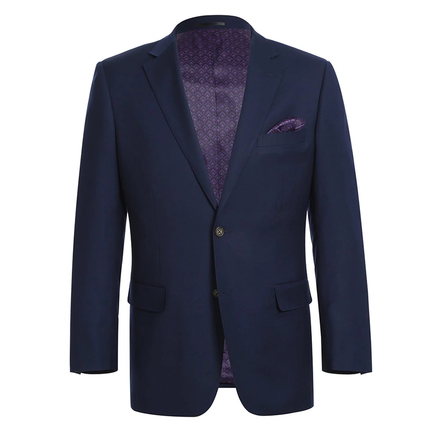 Men's Notch Lapels Dark Navy Solid Blazer