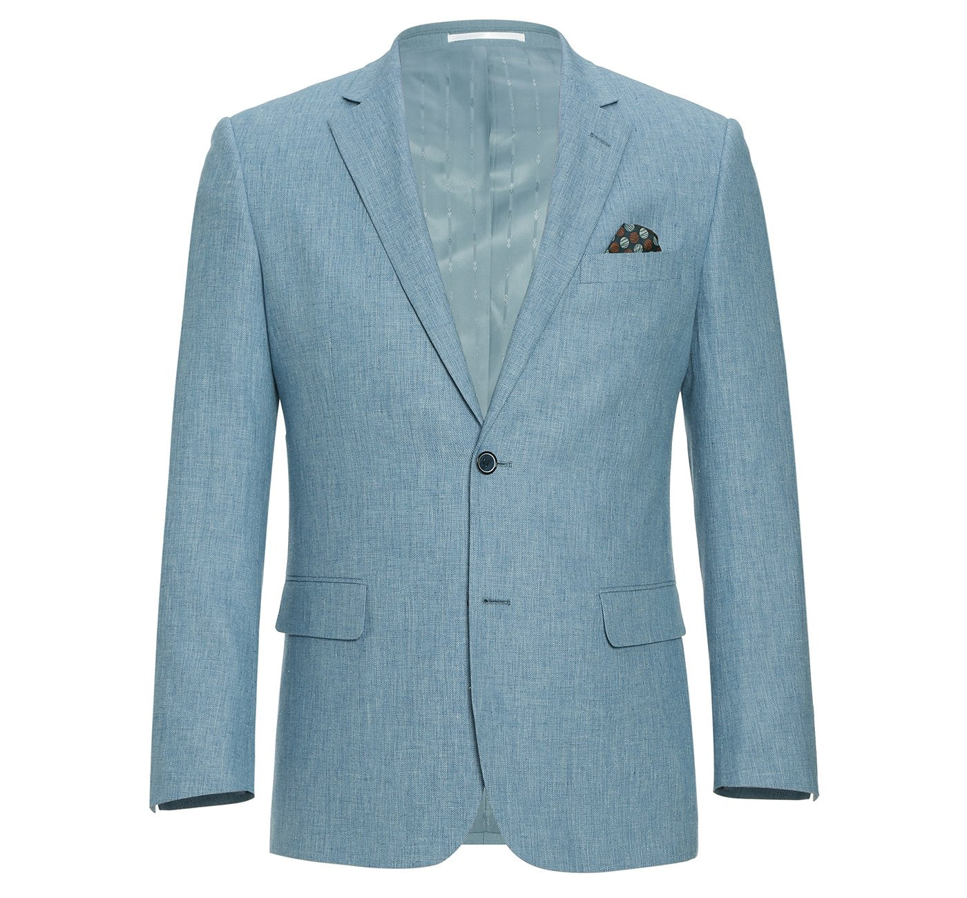 Men's Light Blue 2-Piece Slim Fit Notch Lapel Solid Suit
