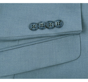 Men's Light Blue 2-Piece Slim Fit Notch Lapel Solid Suit
