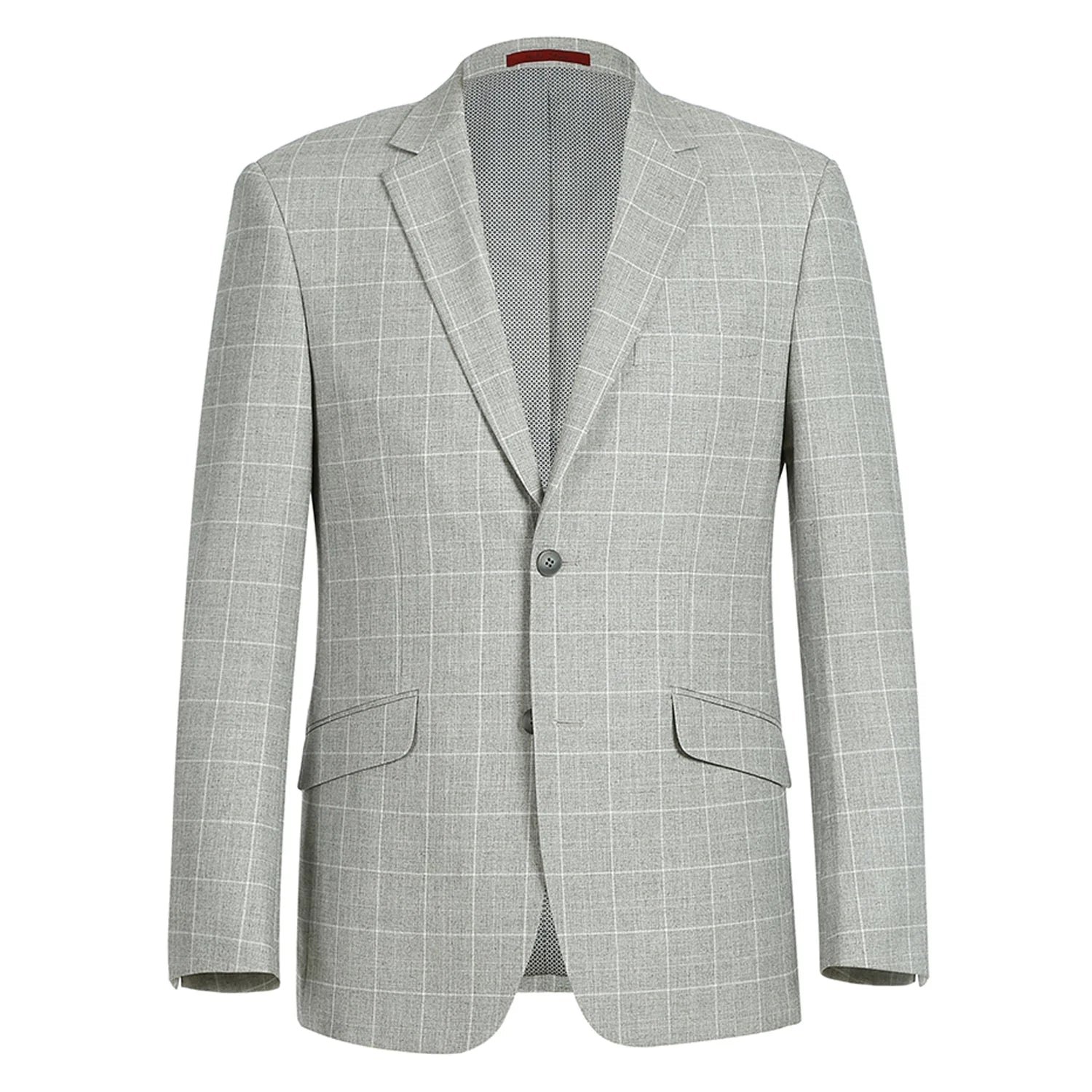 Men's Slim Fit Notch Lapels Light Gray Check Blazer