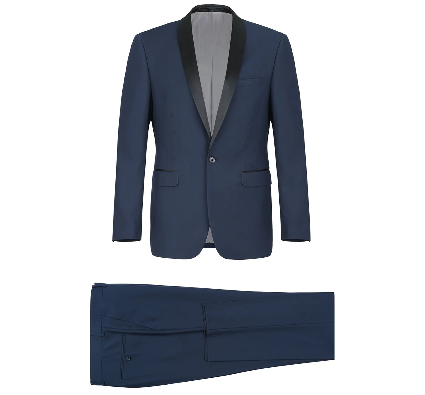 Men's Slim Fit 2-Piece Navy Shawl Lapel Tuxedo Suit