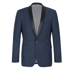 Men's Slim Fit Navy 2-Piece Shawl Lapel Tuxedo Suit