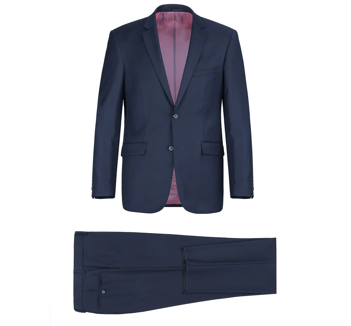 Men's Navy 2-Piece Notch Lapel Wool Suit