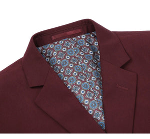 Men's Burgundy 2-Piece Single Breasted Notch Lapel Suit.