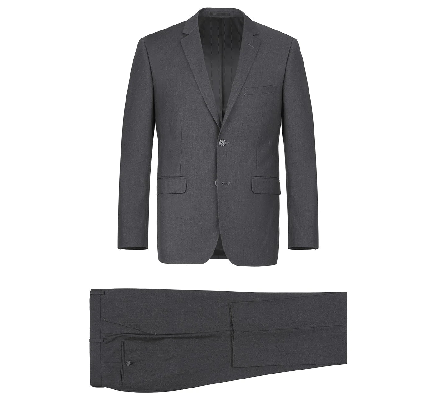 Men's Dark Grey 2-Piece Single Breasted 2 Button Suit