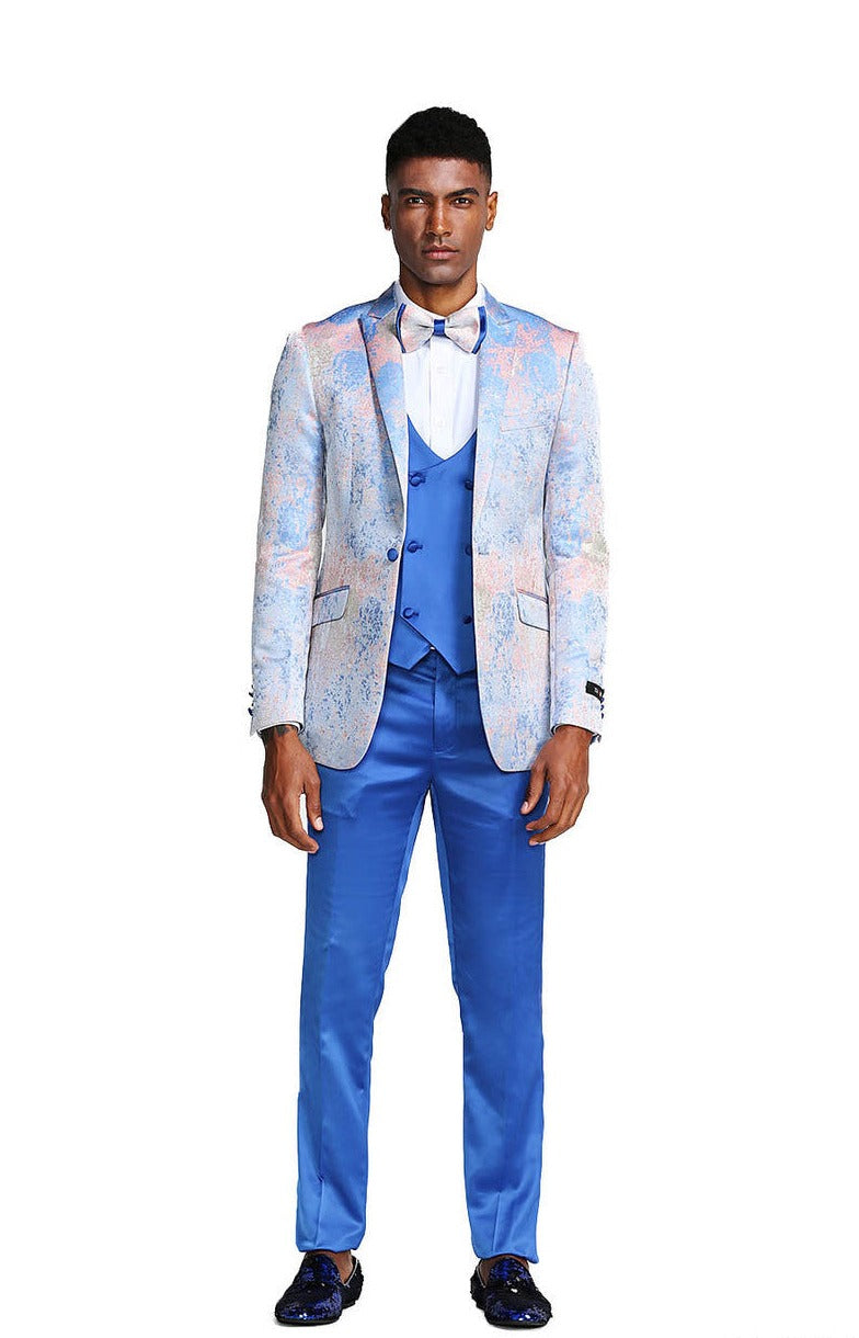 Men's Blue 2 PC Shawl Collar Suit