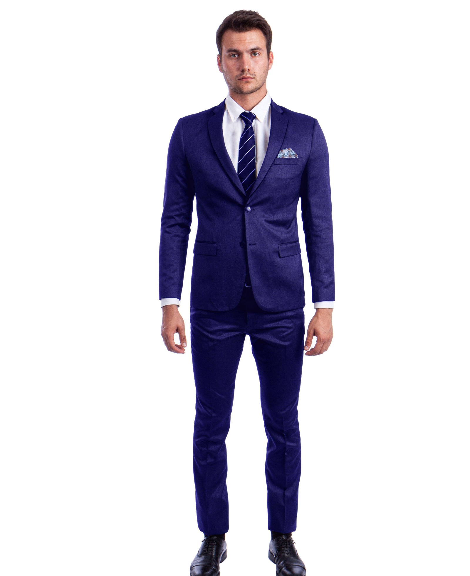 Men's Blue Notch Lapel Formal Suit