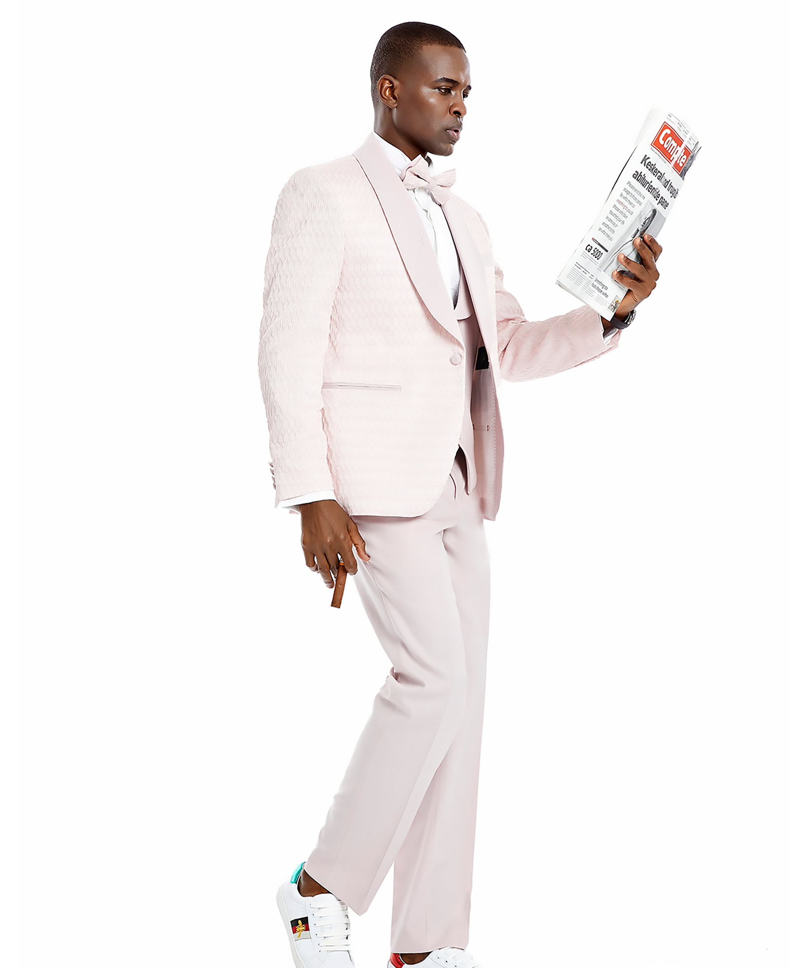 Men's Pink Satin Shawl Collar Suit Gold Paisley Suit