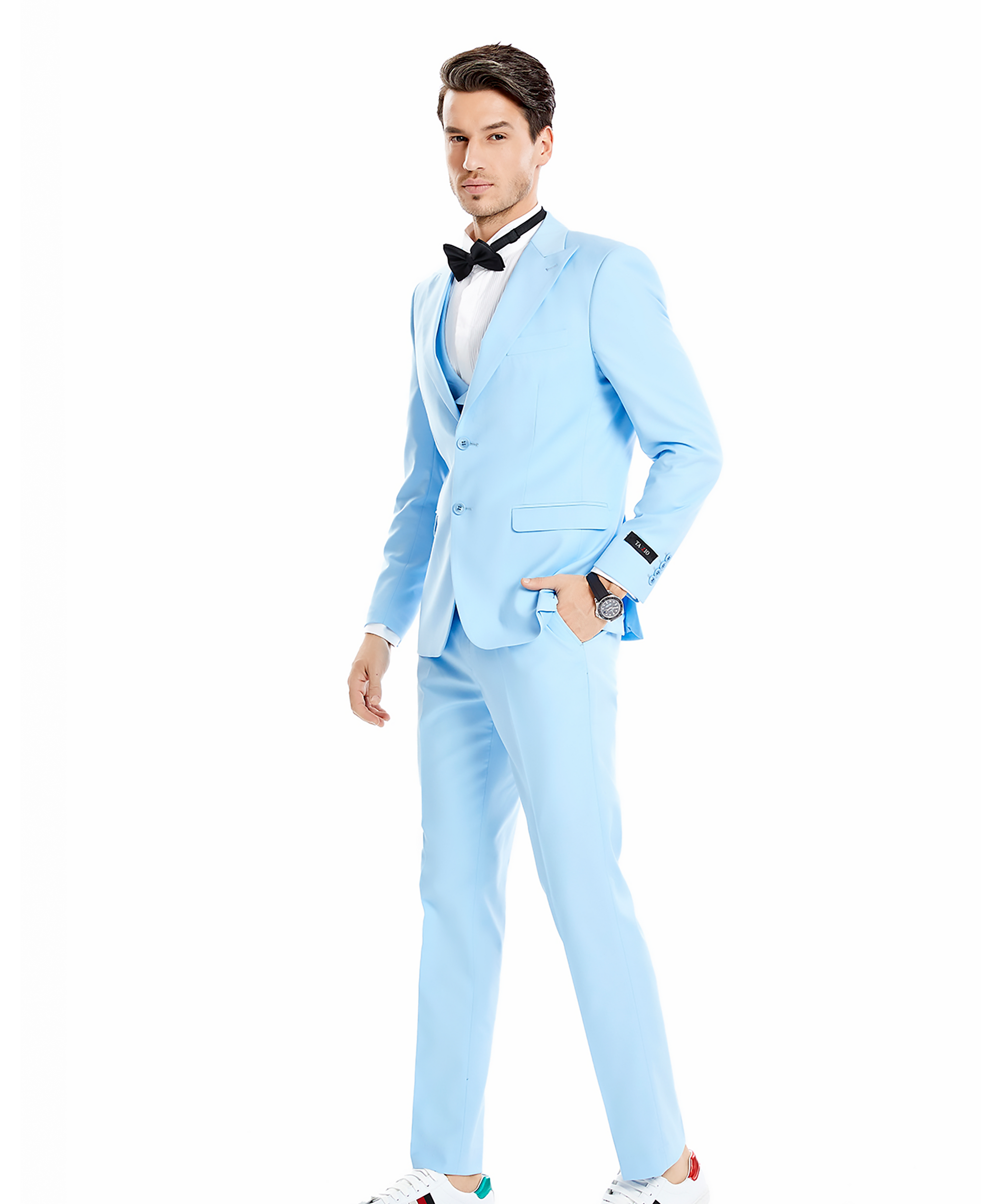 Men's Sky Blue Skinny Fit Peak Lapel Suit