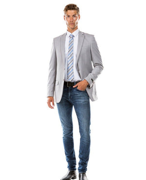 Men's Light Grey Suit Separates Solid Dinner Jacket