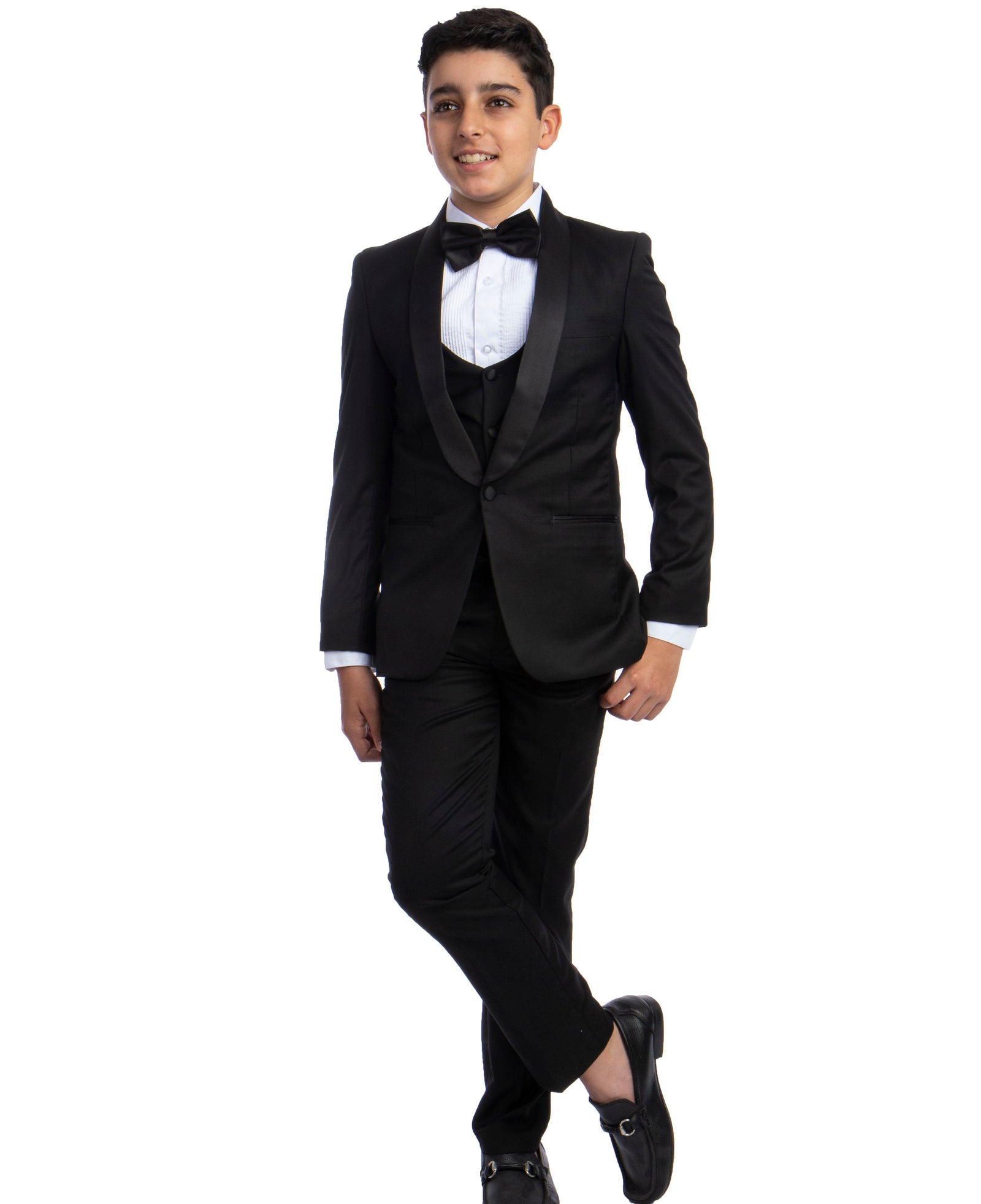 Boys Black Shawl Collar Tuxedo