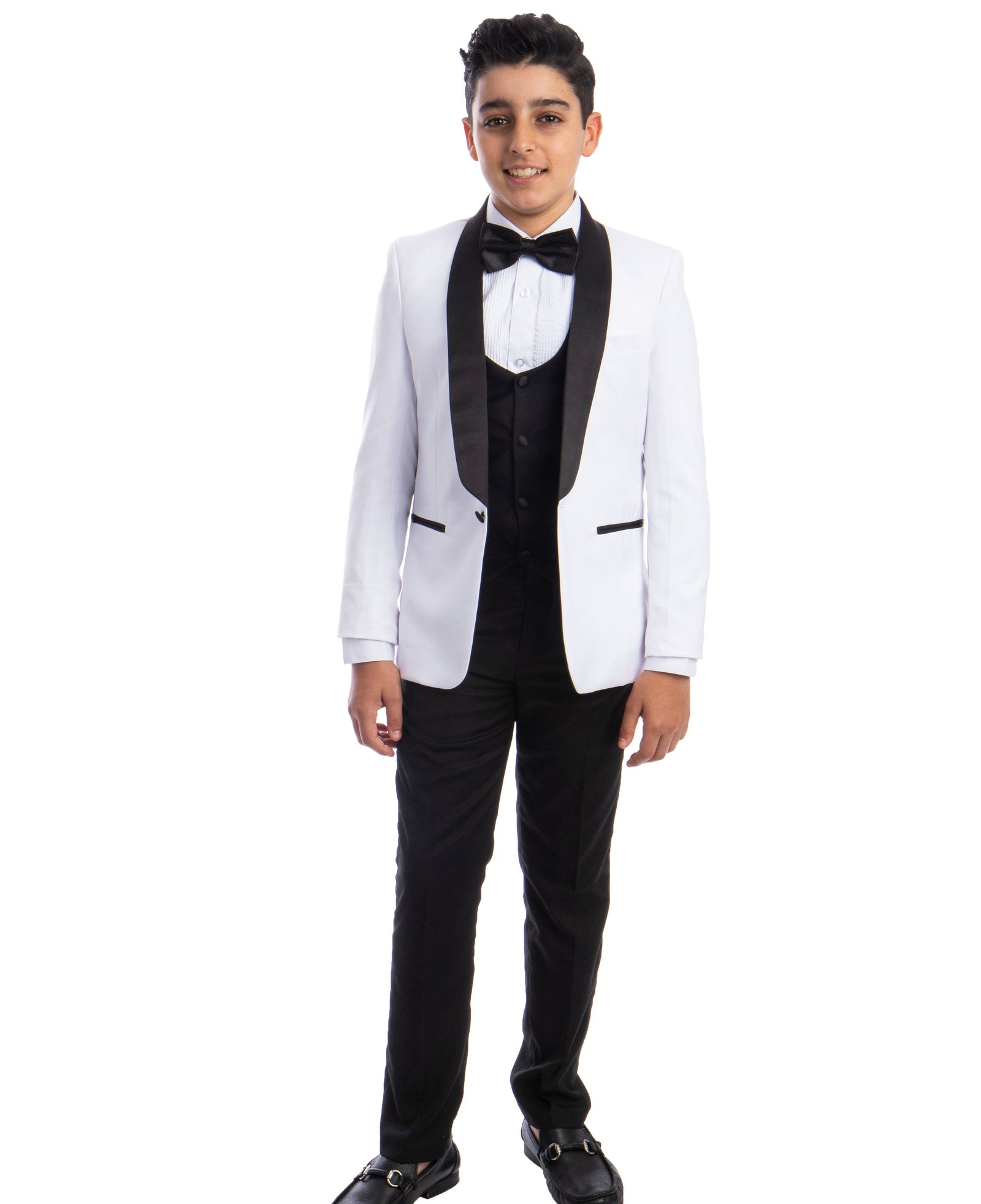 Boys White Shawl Collar Tuxedo