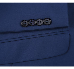 Men's Royal Blue 2-Piece Single Breasted Notch Lapel Suit.