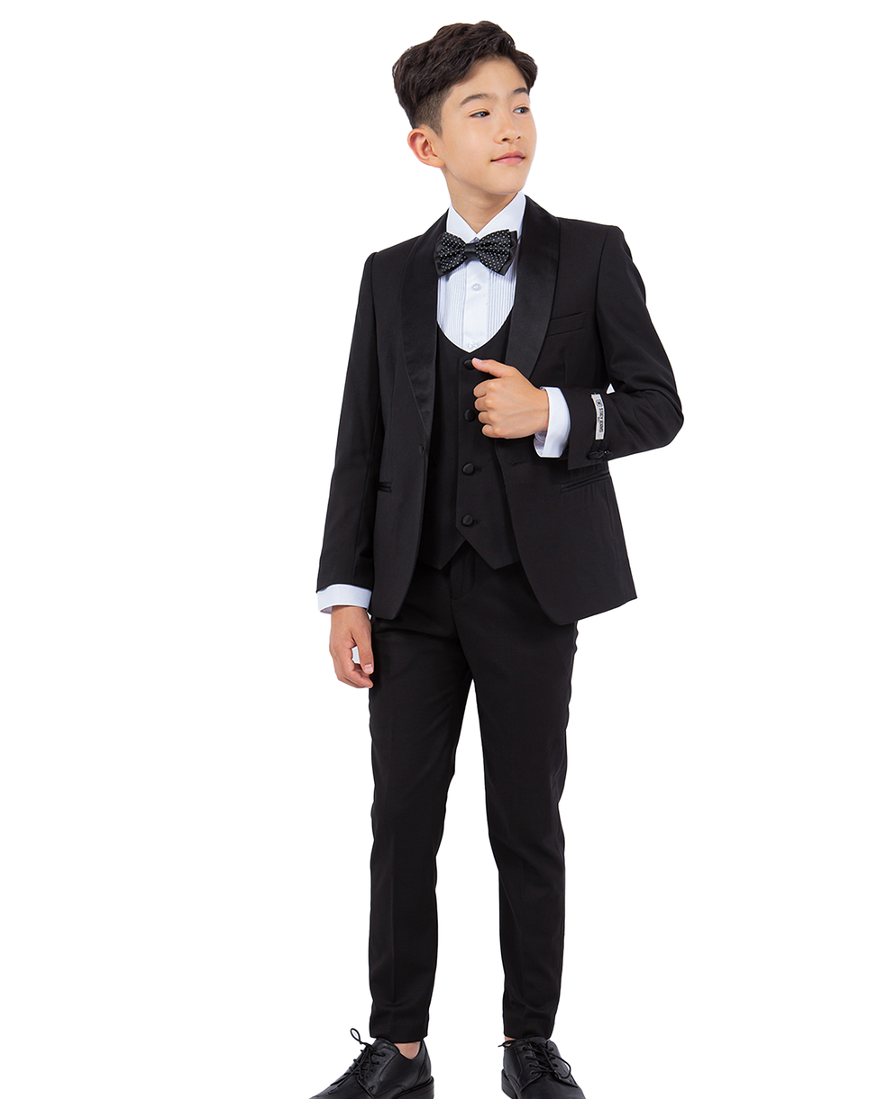 Boys Stacy Adams Black 5 pc Tuxedo