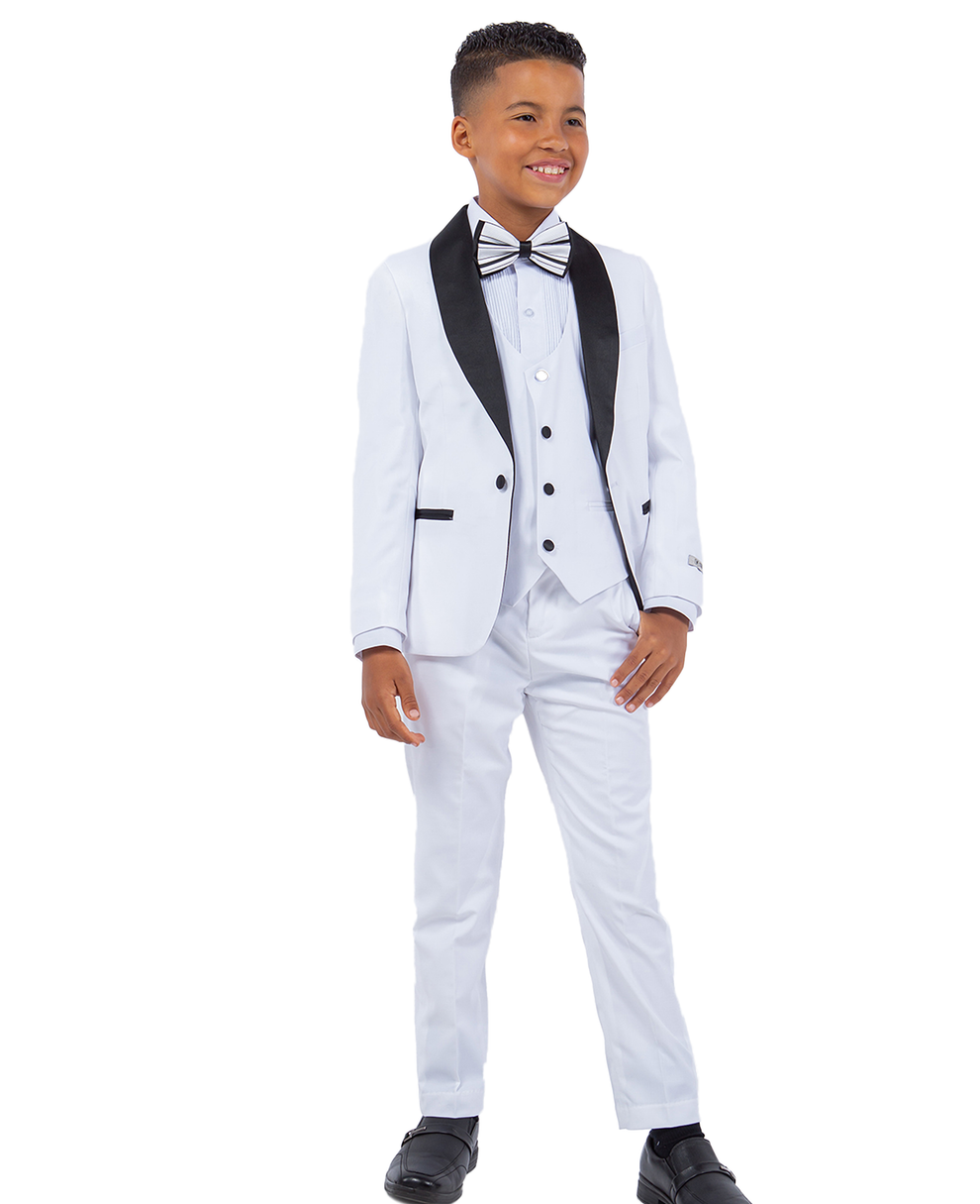 Boys Stacy Adams White 5 pc Tuxedo