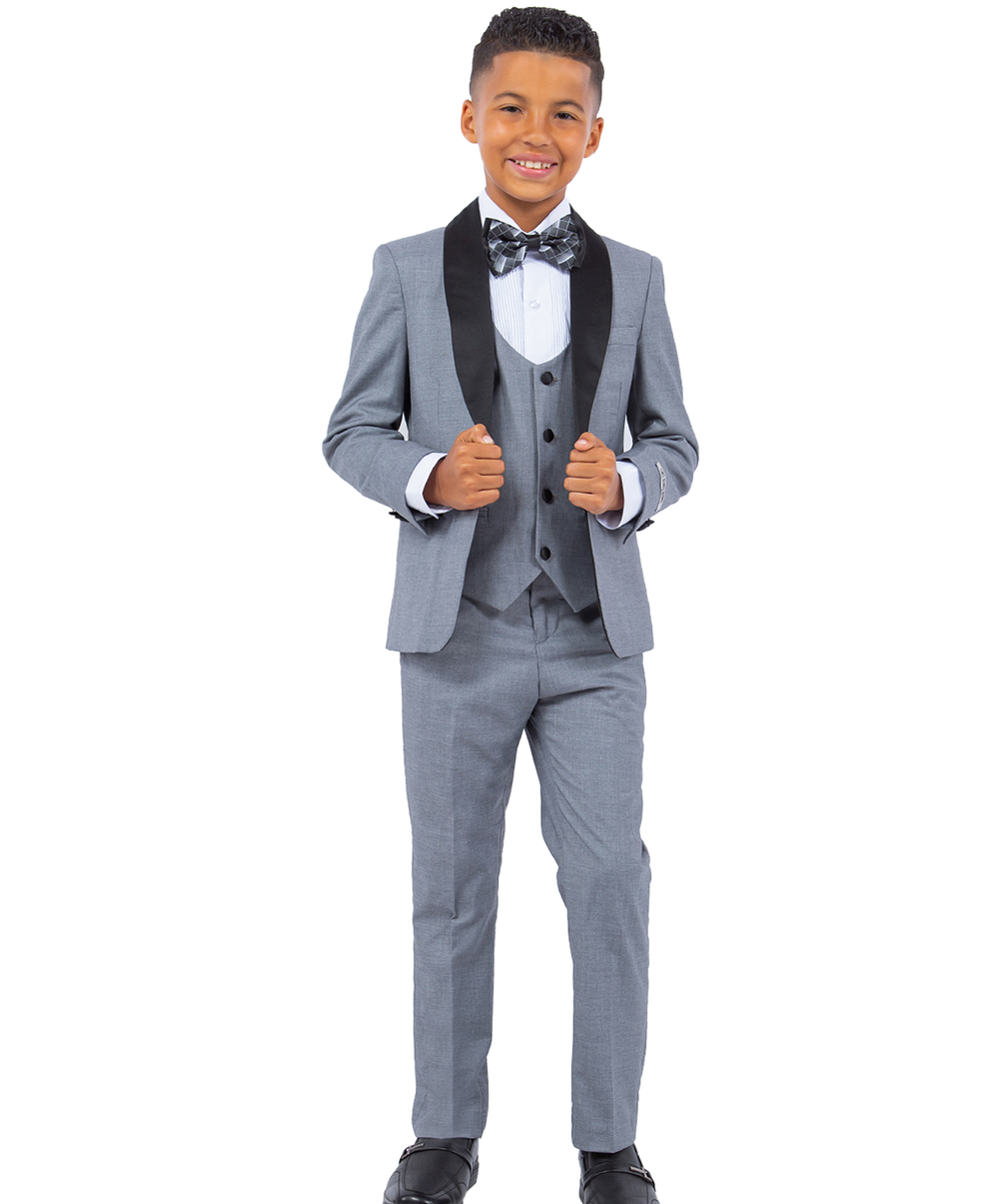Boys Stacy Adams Medium Grey 5 pc Tuxedo
