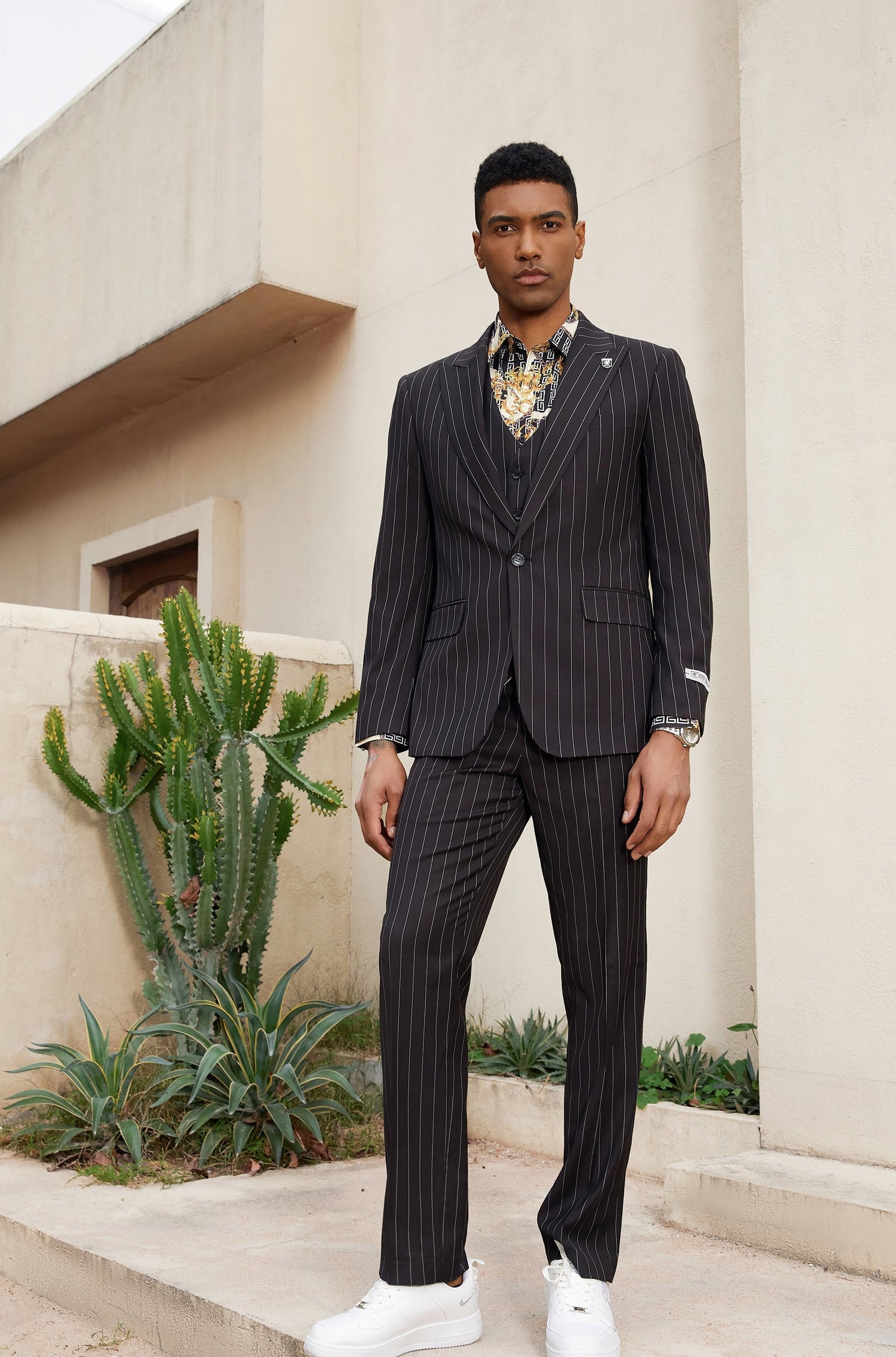 Men's Black Pinstripe 3 PC Stacy Adams Suit
