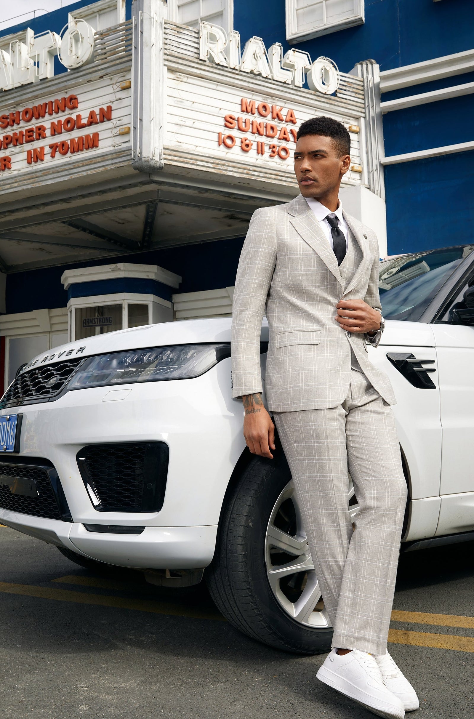 Men's Light Grey Glen Check 3 PC Stacy Adams Suit