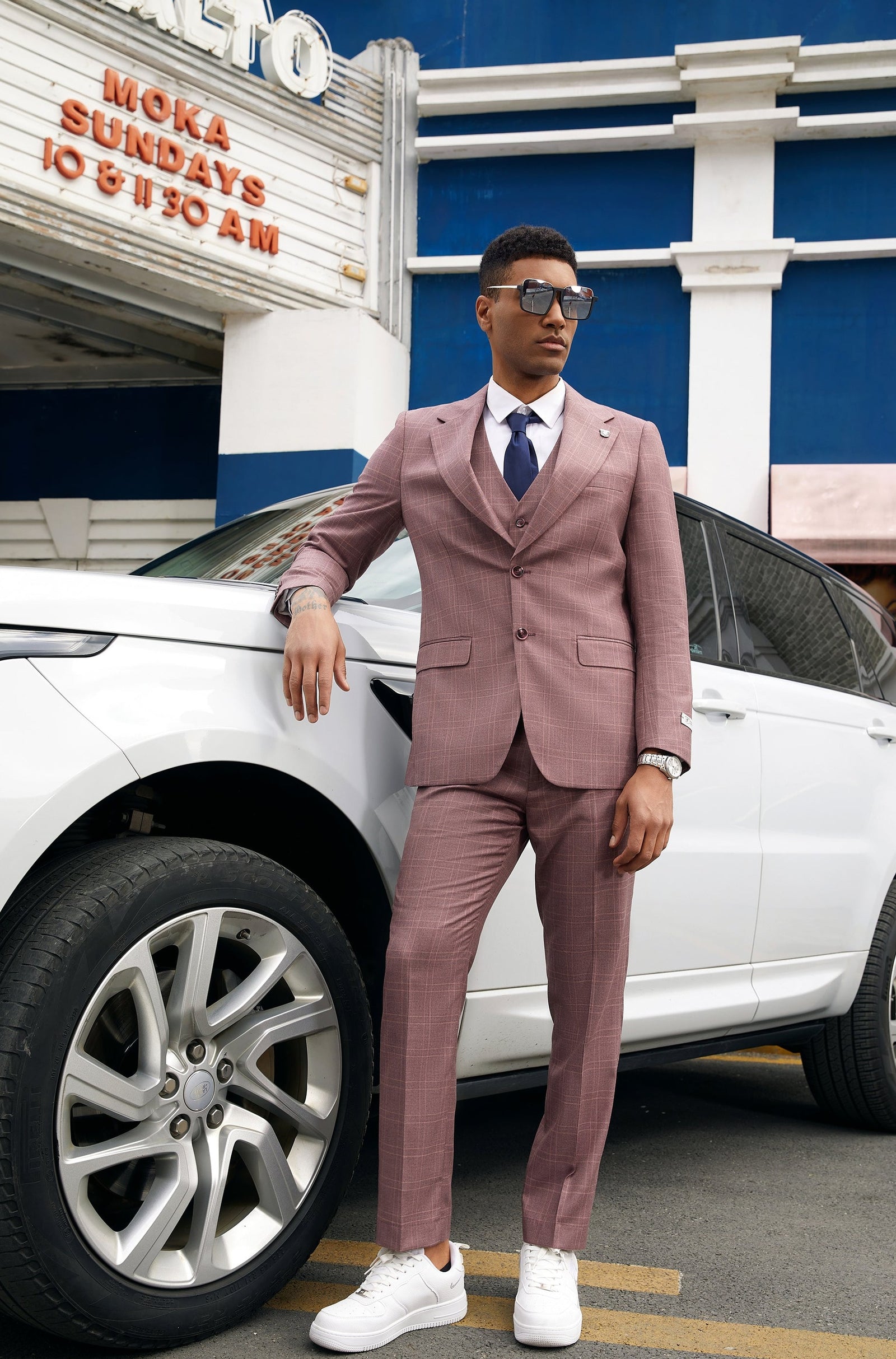 Men's Lilac Glen Check 3 PC Stacy Adams Suit