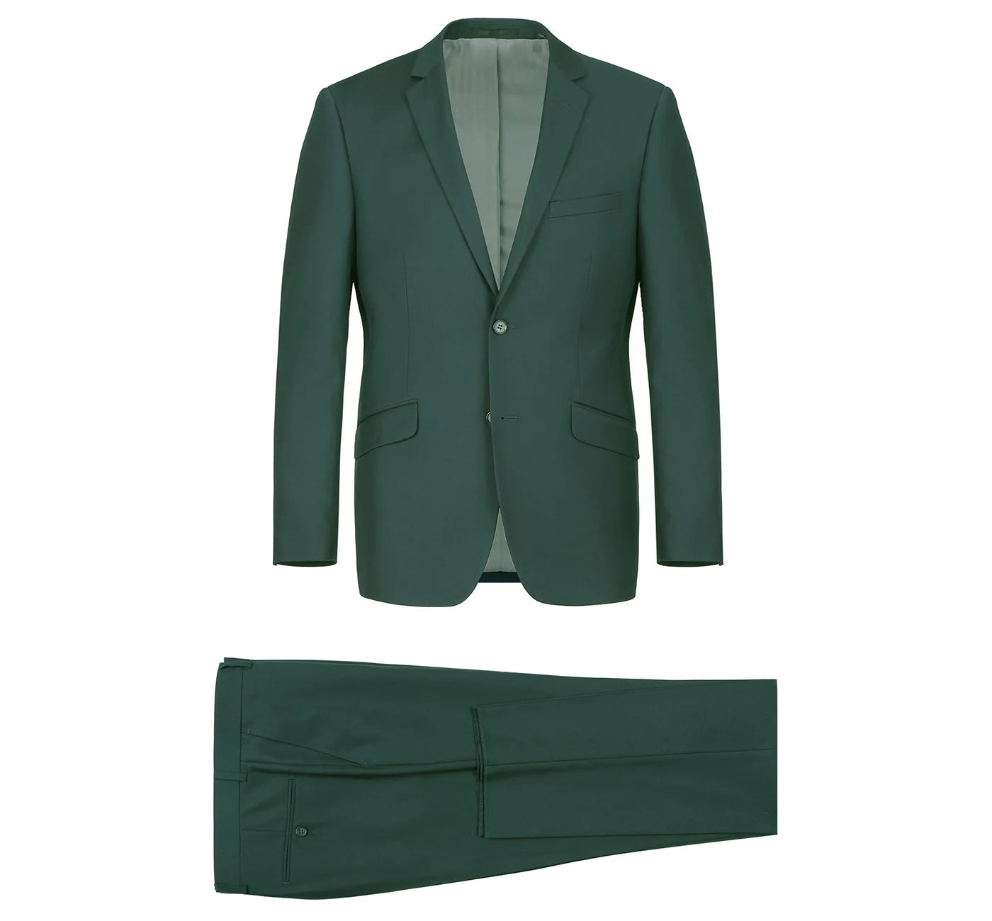 Men's Green 2-Piece Single Breasted Notch Lapel Suit