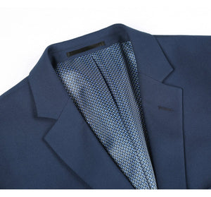 Men's Navy Slim Fit Solid Notch Lapel 2-Piece Suit